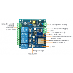 Moduł przekaźnika 4-kanałowy WiFi Bluetooth płytka rozwojowa AC220V/DC5-30V ESP32